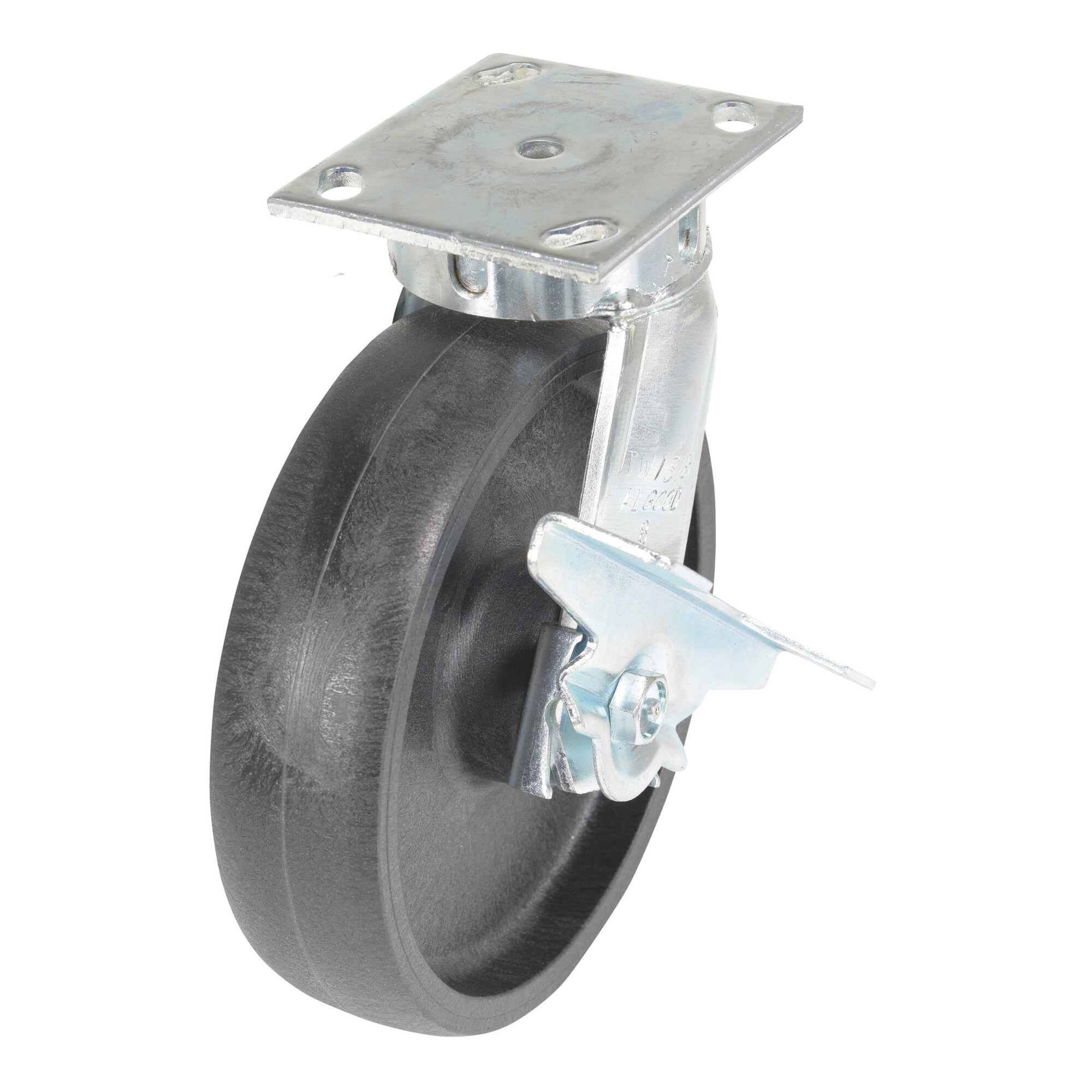 Vestil Swivel Caster with Brake - 8in. Glass-Filled Nylon Wheel, Non-Marking, Model# CST-HHD-8X2GFN-SWB